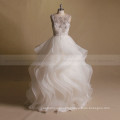 Fashionable Luxurious Beads Flowers On The Bodice V Sexy Back Ruffle Skirt Party Wedding Ball Gown